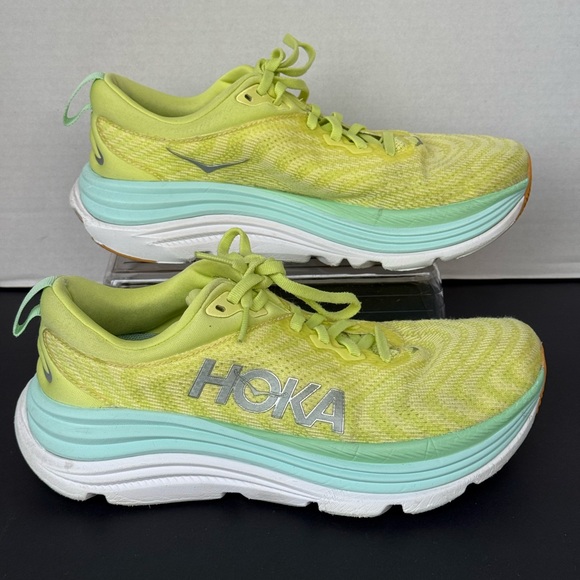 Hoka Shoes - HOKA Gaviota 5 Running Shoes Womens Size  8 Yellow Lime Cushioned Stability Road